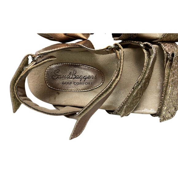 Sandbaggers Golf Comfort Womens 1112 Tracie Sandals  Size 7  Gold Adj Golf Shoes - Picture 8 of 10